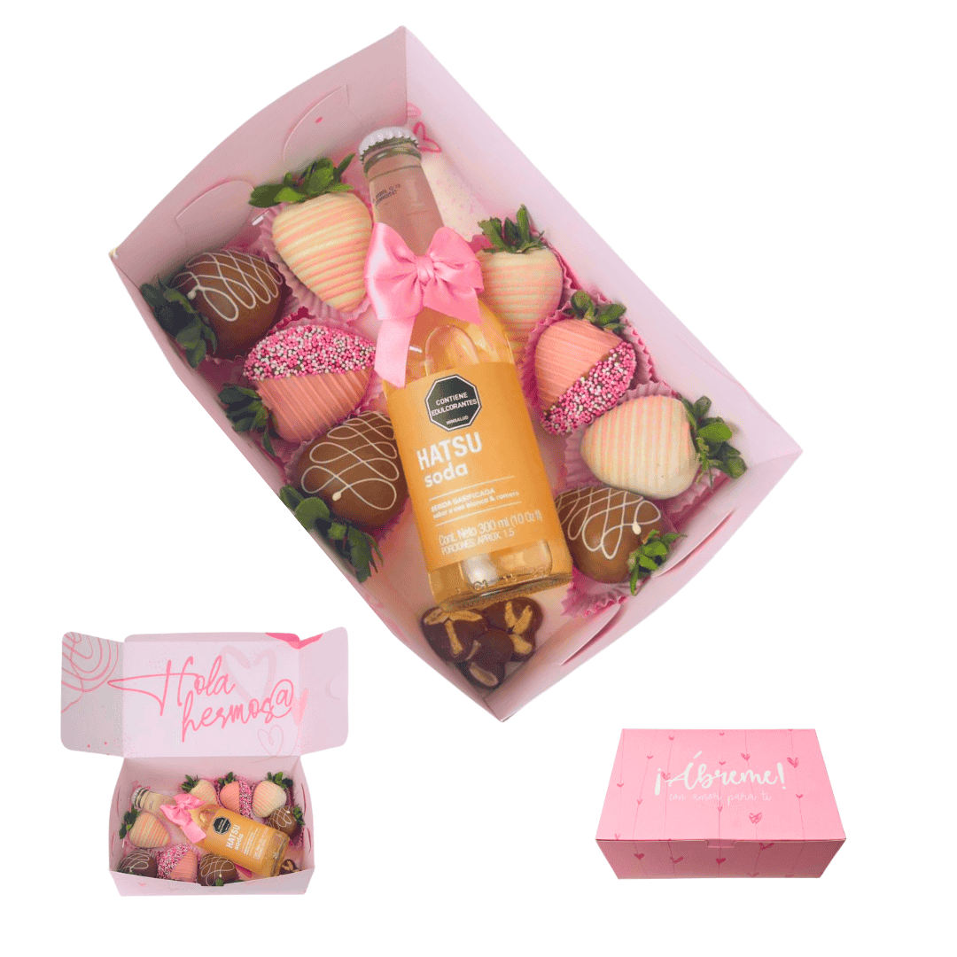 Fresas con Chocolate x 8 y Soda Hatsu