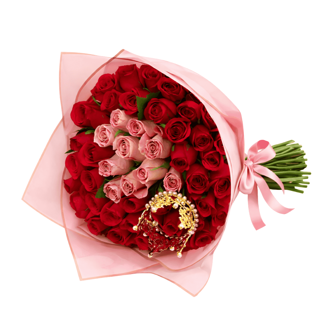 Ramo de 40 Rosas Queen con Corona