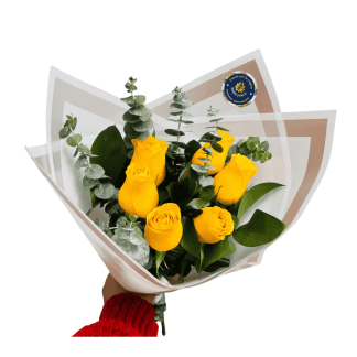 Ramo de 6 Rosas con Follaje