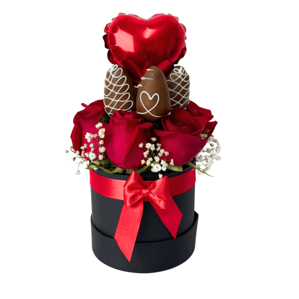 Mini Box de Rosas con Fresas y Globo