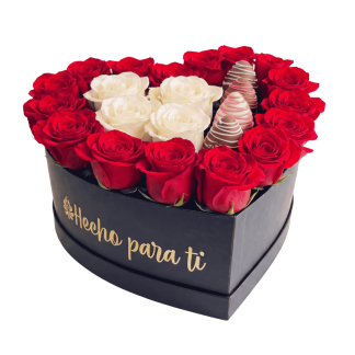 Caja Corazón con Rosas y Fresas Sweet