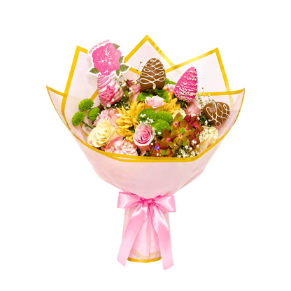 Ramo de Flores Surtidas con Fresas