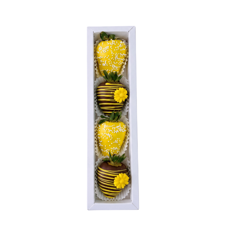 Fresas con Chocolate x 4 Decoración Amarilla